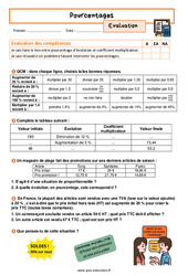 Pourcentages - Examen Evaluation avec les corrigés : 3eme Secondaire - PDF à imprimer