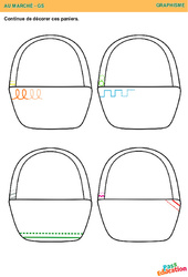 Paniers - Au marché - Graphisme : 3eme Maternelle - Cycle Fondamental - PDF à imprimer