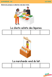 Nous allons au marché - Lecture : 3eme Maternelle - Cycle Fondamental - PDF à imprimer