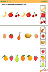 Au marché - Logique : 3eme Maternelle - Cycle Fondamental - PDF à imprimer