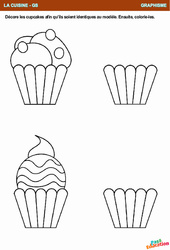 Cupcakes - A la cuisine - Graphisme : 3eme Maternelle - Cycle Fondamental - PDF à imprimer