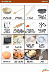 La cuisine - Lexique : 3eme Maternelle - Cycle Fondamental - PDF à imprimer