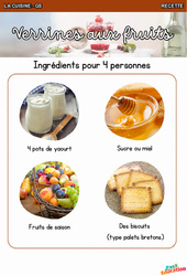 Verrines aux fruits - Recette - Découvrir l'écrit : 3eme Maternelle - Cycle Fondamental - PDF à imprimer