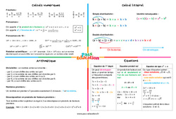 Mémos des cours - Mini Brevet de mathématiques  - Les annales corrigées : 3eme Secondaire - PDF à imprimer