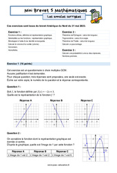 Mini Brevet de mathématiques  - Les annales corrigées 5 : 3eme Secondaire - PDF à imprimer