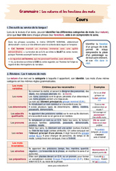 Les natures et les fonctions des mots - Séquence complète : 2eme Secondaire - PDF à imprimer