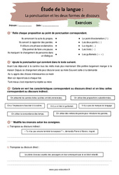 La ponctuation et les 2 formes de discours - Exercices corrigés : 2eme Secondaire - PDF à imprimer