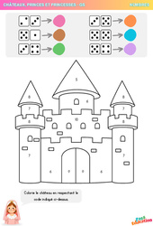 Colorie le château - Nombres : 3eme Maternelle - Cycle Fondamental - PDF à imprimer