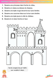 Dessine - moi un château - Repérage spatial en maternelle : 3eme Maternelle - Cycle Fondamental - PDF à imprimer