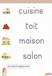 Repasse sur les mots avec un feutre fin - La maison - Ecriture : 3eme Maternelle - Cycle Fondamental - PDF à imprimer