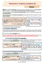 La phrase complexe (1) - Séquence complète : 2eme Secondaire - PDF à imprimer