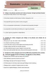 La phrase complexe (1) - Exercices corrigés : 2eme Secondaire - PDF à imprimer