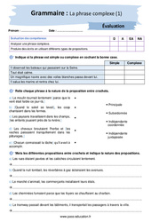 La phrase complexe (1) - Examen Evaluation avec les corrigés : 2eme Secondaire - PDF à imprimer