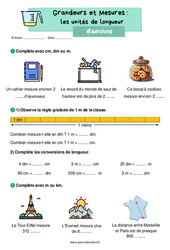 Les unités de longueur - Exercices de Grandeurs et Mesures : 2eme Primaire - PDF à imprimer