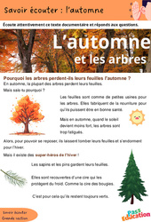 L'automne - Découvrir l'écrit : 3eme Maternelle - Cycle Fondamental - PDF à imprimer