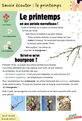 Le printemps - Découvrir l'écrit : 3eme Maternelle - Cycle Fondamental - PDF à imprimer