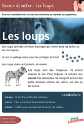 Les loups - Découvrir l'écrit : 3eme Maternelle - Cycle Fondamental - PDF à imprimer