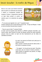 Exercice Le matin de Pâques - Découvrir l'écrit : 3eme Maternelle - Cycle Fondamental - PDF à imprimer