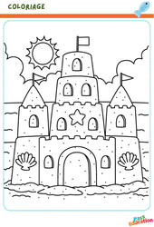 Le château de sable - Coloriage - Se repérer dans l'espace en maternelle : 3eme Maternelle - Cycle Fondamental - PDF à imprimer