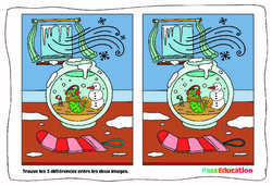 Hiver - Jeu des 5 différences : 1ere, 2eme, 3eme Maternelle - Cycle Fondamental - PDF à imprimer