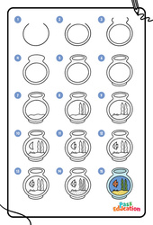 Le bocal à poissons - Dessins à étapes : 3eme Maternelle, 1ere, 2eme Primaire - PDF à imprimer