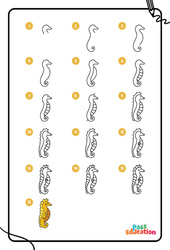 Hippocampe - Dessins à étapes : 3eme Maternelle, 1ere, 2eme Primaire - PDF à imprimer