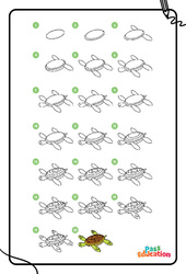 Tortue - Dessins à étapes : 3eme Maternelle, 1ere, 2eme Primaire - PDF à imprimer