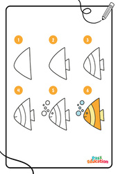 Poisson - Apprendre à dessiner : 1ere, 2eme, 3eme Maternelle - Cycle Fondamental - PDF à imprimer