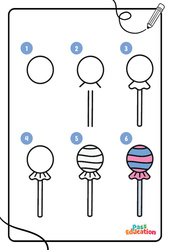 Bonbon - Dessins à étapes : 1ere, 2eme, 3eme Maternelle - Cycle Fondamental - PDF à imprimer