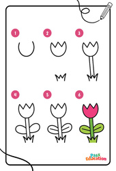 Fleur - Dessins à étapes : 1ere, 2eme, 3eme Maternelle - Cycle Fondamental - PDF à imprimer