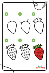 Fraise - Dessins à étapes : 1ere, 2eme, 3eme Maternelle - Cycle Fondamental - PDF à imprimer