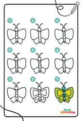 Papillon - Apprendre à dessiner : 1ere, 2eme, 3eme Maternelle - Cycle Fondamental - PDF à imprimer