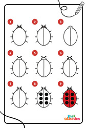 Coccinelle - Apprendre à dessiner : 1ere, 2eme, 3eme Maternelle - Cycle Fondamental - PDF à imprimer