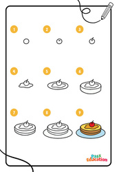 Gâteau - Dessins à étapes : 1ere, 2eme, 3eme Maternelle - Cycle Fondamental - PDF à imprimer