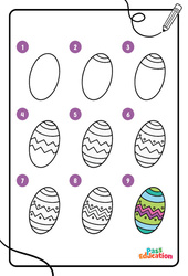 Pâques - Dessins à étapes : 1ere, 2eme, 3eme Maternelle - Cycle Fondamental - PDF à imprimer