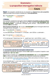 La proposition interrogative indirecte - Cours : 2eme Secondaire - PDF à imprimer