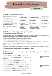 La fonction sujet - Exercices corrigés : 2eme Secondaire - PDF à imprimer