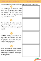 Récolte du sirop d’érable - Découverte du monde : 3eme Maternelle - Cycle Fondamental - PDF à imprimer