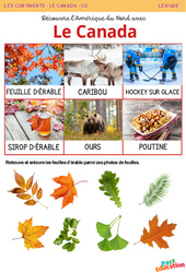 Le Canada - Découvre l’Amérique du Nord - Lexique - Lecture : 3eme Maternelle - Cycle Fondamental - PDF à imprimer