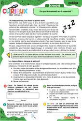 En quoi le sommeil est - il essentiel ? - Curieux de tout : 1ere, 2eme, 3eme Secondaire - PDF à imprimer