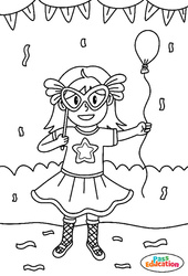 La fille au ballon - Coloriage sur le carnaval : 2eme, 3eme Maternelle, 1ere Primaire - PDF à imprimer