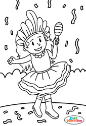 La Danseuse - Coloriage sur le carnaval : 2eme, 3eme Maternelle, 1ere Primaire - PDF à imprimer