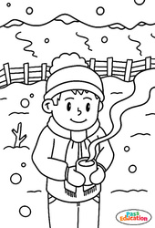 La tasse à café - Coloriage sur l'hiver : 2eme, 3eme Maternelle, 1ere Primaire - PDF à imprimer