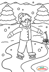 Patin à glace - Coloriage sur l'hiver : 2eme, 3eme Maternelle, 1ere Primaire - PDF à imprimer