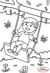 Balançoire - Coloriage sur le Printemps : 2eme, 3eme Maternelle, 1ere Primaire - PDF à imprimer