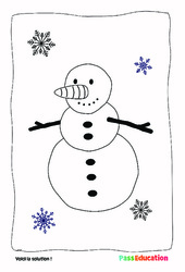 Monsieur Bonhomme de neige - Coloriage : 2eme, 3eme Maternelle - Cycle Fondamental - PDF à imprimer