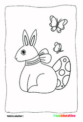 Le lapin de Pâques - Coloriage : 2eme, 3eme Maternelle - Cycle Fondamental - PDF à imprimer