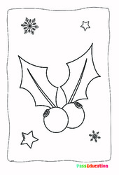 Branche de houx - Coloriage : 2eme Maternelle - Cycle Fondamental - PDF à imprimer