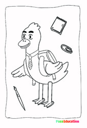 Canard à l'école - Coloriage : 1ere, 2eme Primaire - PDF à imprimer