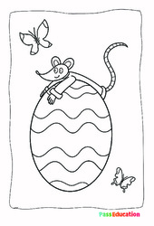 La petite souris de Pâques - Coloriage : 1ere, 2eme Primaire - PDF à imprimer